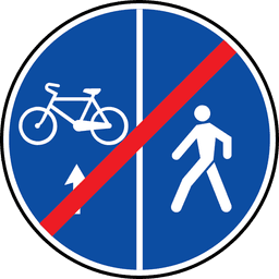Dalīta gājēju un velosipēdu ceļa beigas