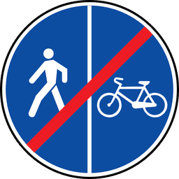 Dalīta gājēju un velosipēdu ceļa beigas