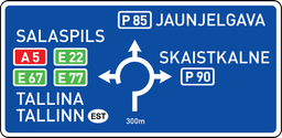 Virzienu iepriekšējais rādītājs (pirms lokveida krustojuma)